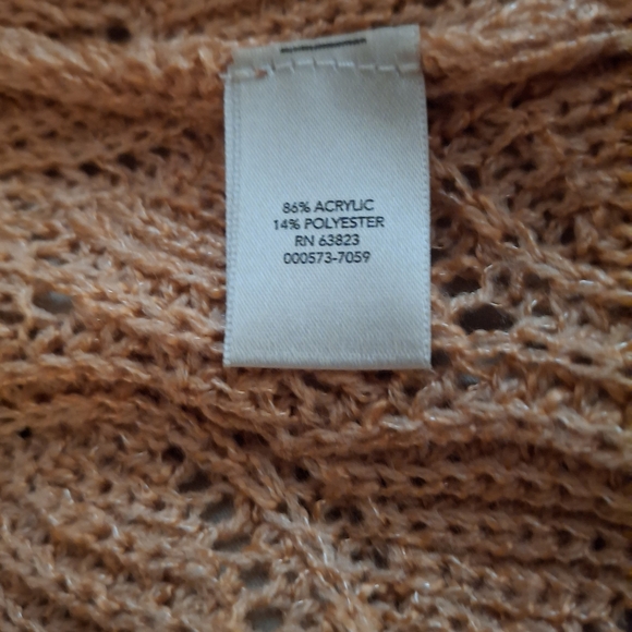 Christopher & Banks Women's Open Front Crochet Sweater In Peach Color - Picture 7 of 8